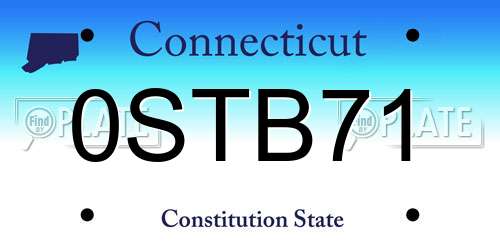 0STB71 Connecticut License Plate
