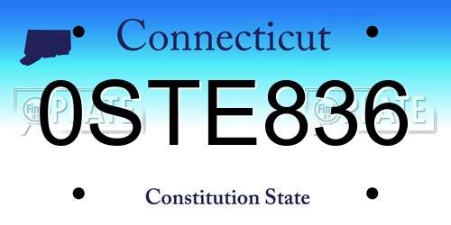 0STE836 Connecticut License Plate
