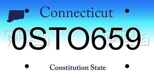 0STO659 Connecticut License Plate