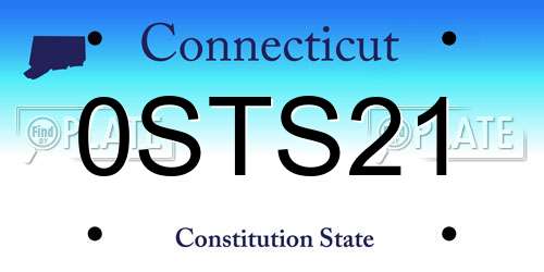 0STS21 Connecticut License Plate