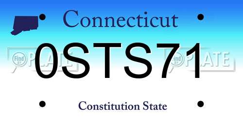 0STS71 Connecticut License Plate