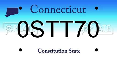 0STT70 Connecticut License Plate