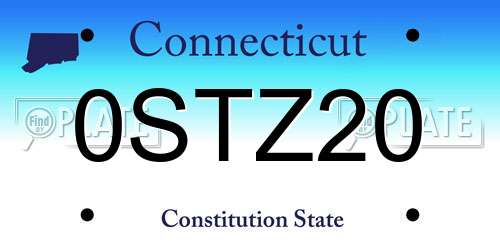 0STZ20 Connecticut License Plate