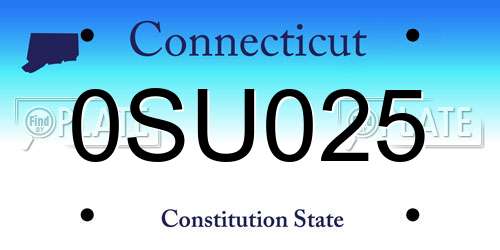 0SU025 Connecticut License Plate