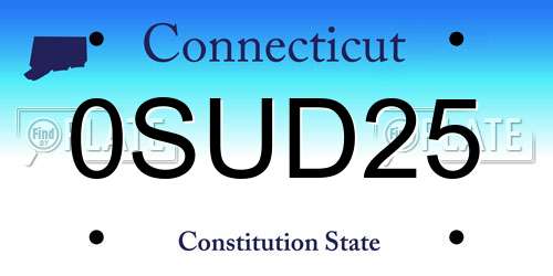 0SUD25 Connecticut License Plate