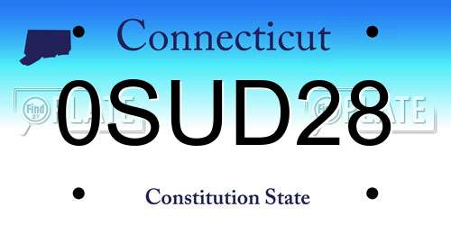 0SUD28 Connecticut License Plate