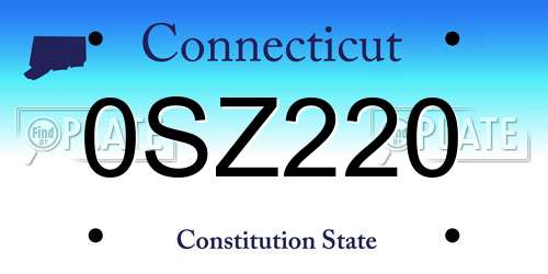 0SZ220 Connecticut License Plate