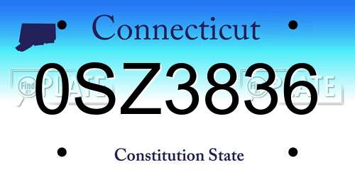 0SZ3836 Connecticut License Plate