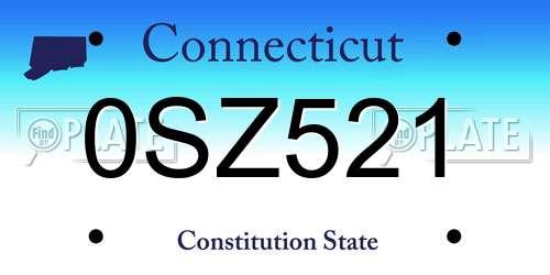 0SZ521 Connecticut License Plate