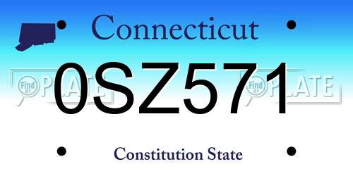 0SZ571 Connecticut License Plate