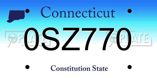 0SZ770 Connecticut License Plate