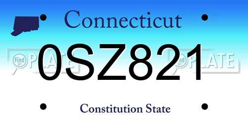 0SZ821 Connecticut License Plate