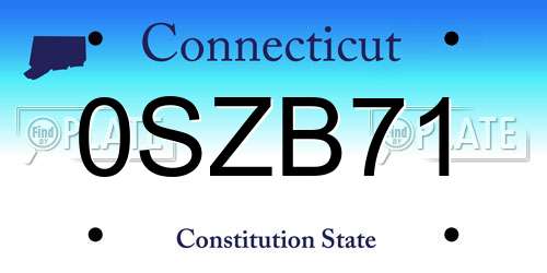0SZB71 Connecticut License Plate