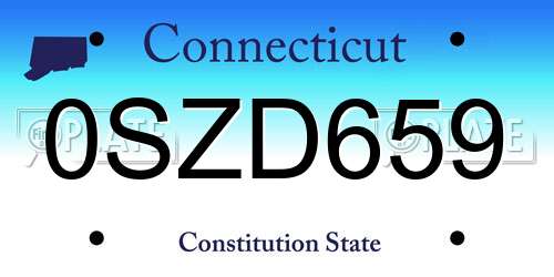 0SZD659 Connecticut License Plate