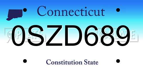 0SZD689 Connecticut License Plate