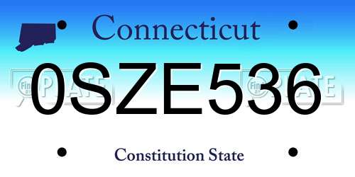 0SZE536 Connecticut License Plate