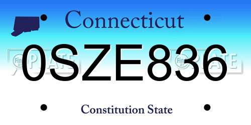 0SZE836 Connecticut License Plate