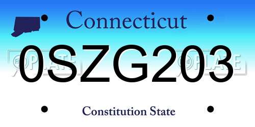 0SZG203 Connecticut License Plate