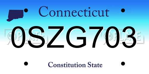 0SZG703 Connecticut License Plate