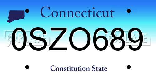 0SZO689 Connecticut License Plate