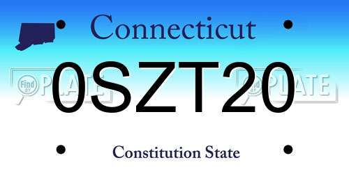 0SZT20 Connecticut License Plate