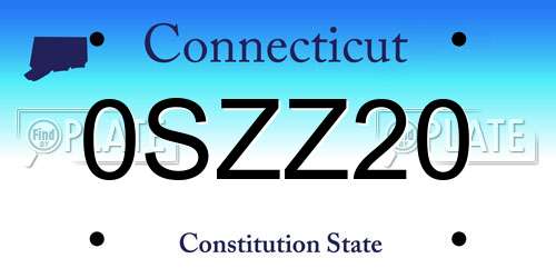 0SZZ20 Connecticut License Plate