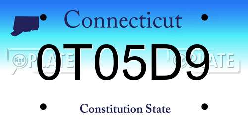 0T05D9 Connecticut License Plate