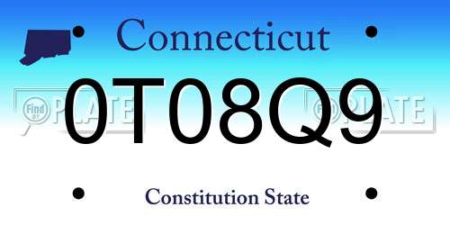 0T08Q9 Connecticut License Plate