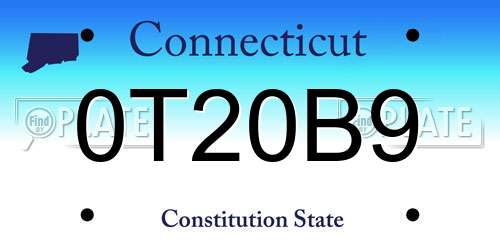0T20B9 Connecticut License Plate