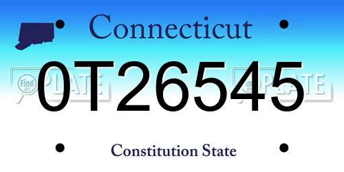 0T26545 Connecticut License Plate