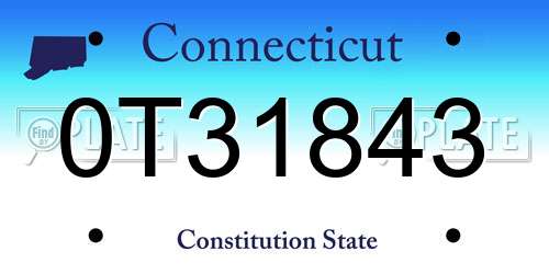 0T31843 Connecticut License Plate