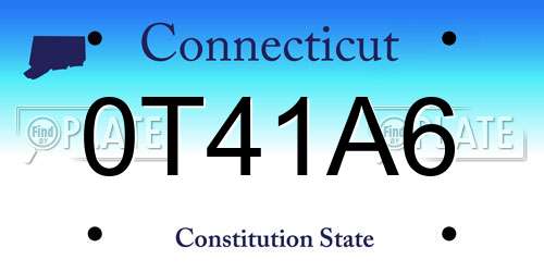 0T41A6 Connecticut License Plate
