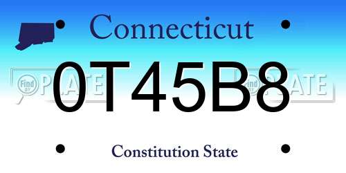 0T45B8 Connecticut License Plate