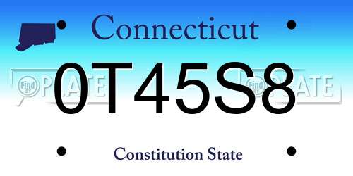 0T45S8 Connecticut License Plate