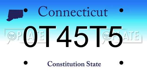 0T45T5 Connecticut License Plate