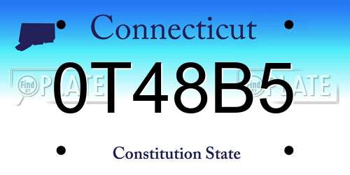 0T48B5 Connecticut License Plate