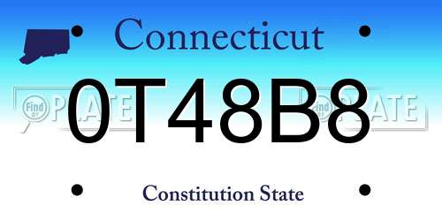 0T48B8 Connecticut License Plate