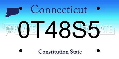 0T48S5 Connecticut License Plate