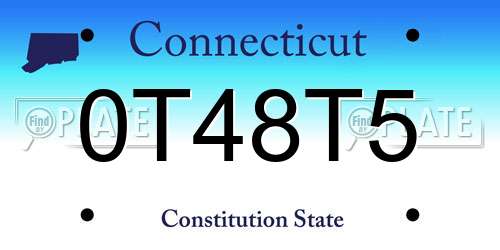 0T48T5 Connecticut License Plate