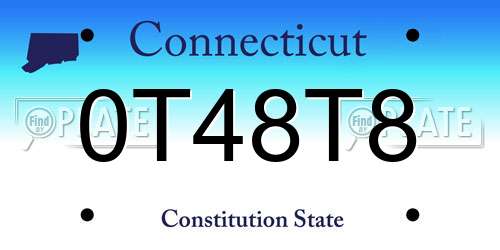 0T48T8 Connecticut License Plate