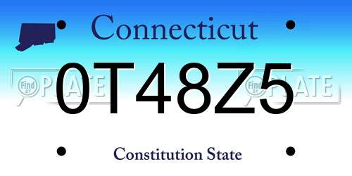 0T48Z5 Connecticut License Plate
