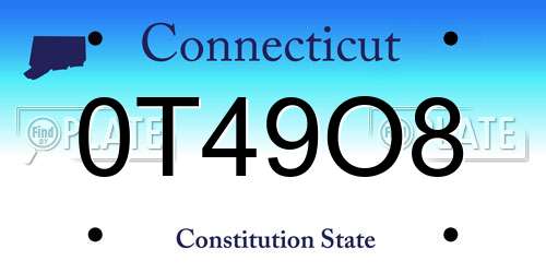 0T49O8 Connecticut License Plate