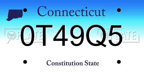 0T49Q5 Connecticut License Plate