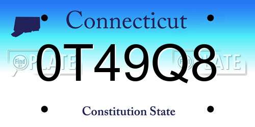 0T49Q8 Connecticut License Plate