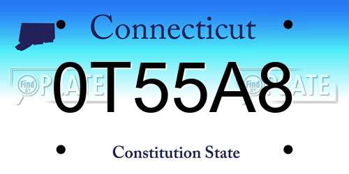 0T55A8 Connecticut License Plate