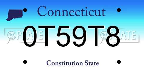 0T59T8 Connecticut License Plate