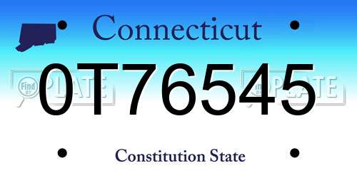 0T76545 Connecticut License Plate