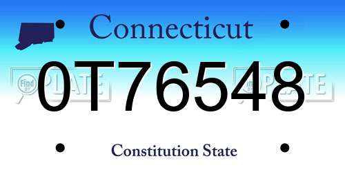 0T76548 Connecticut License Plate