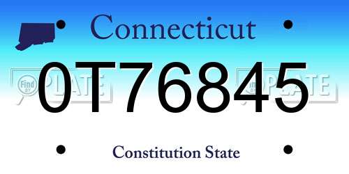 0T76845 Connecticut License Plate