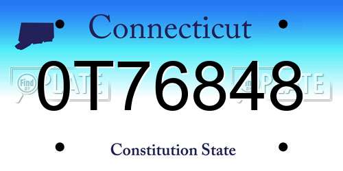 0T76848 Connecticut License Plate